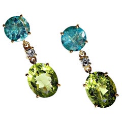 AJD Radiant Peridot and Apatite Dangle Earrings