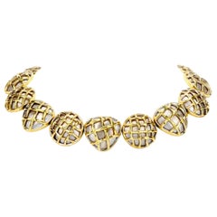 Dorota Heavy 18 Karat Gold Button Chocker Necklace