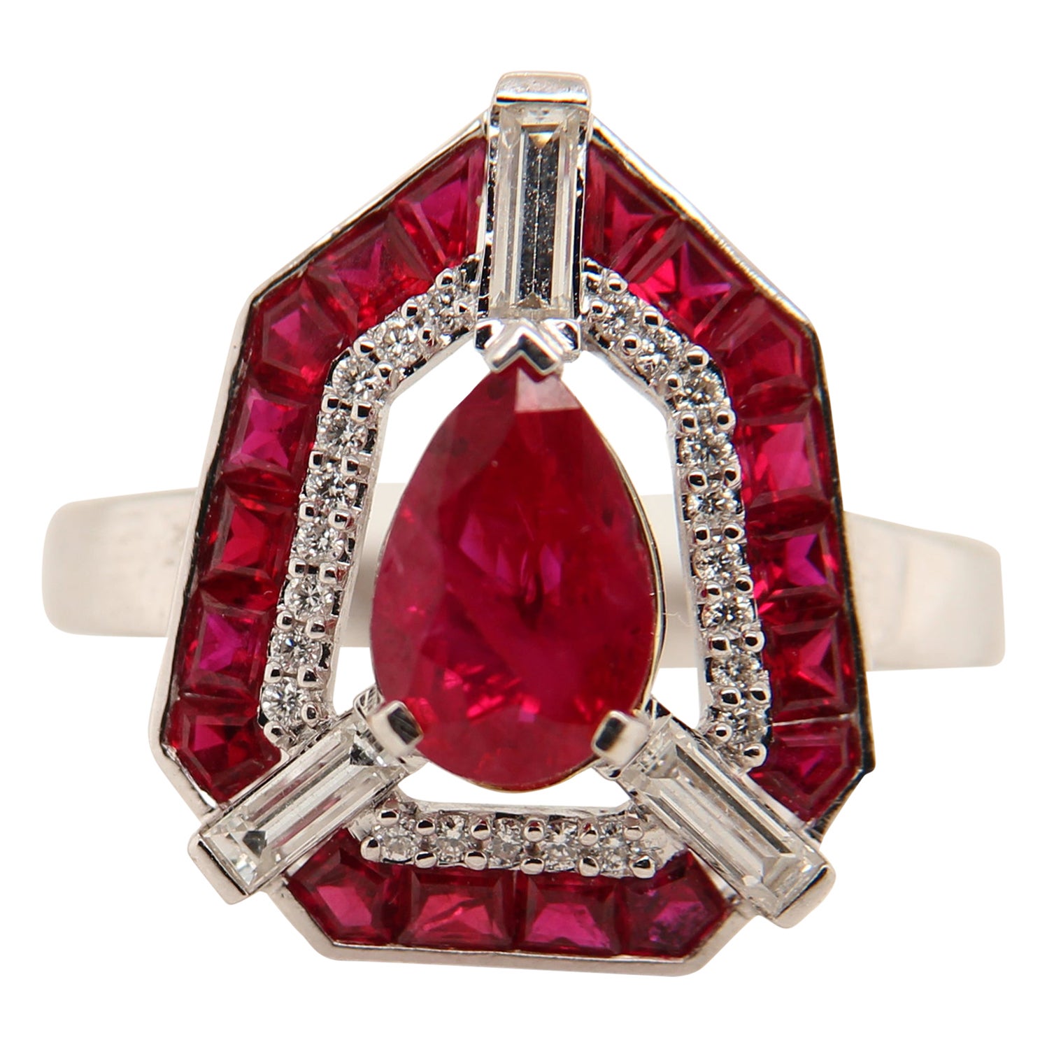 GRS Certified 1.02 Carat Burma Ruby Pigeon Blood Diamond 18 Karat Gold
