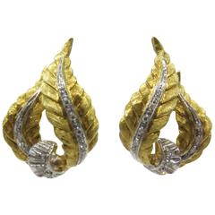 Vintage Diamond Gold Clipon Earrings 