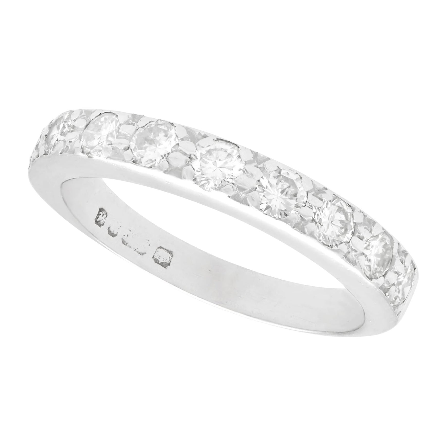 1970S Diamond and 18K White Gold Half Eternity Ring For Sale