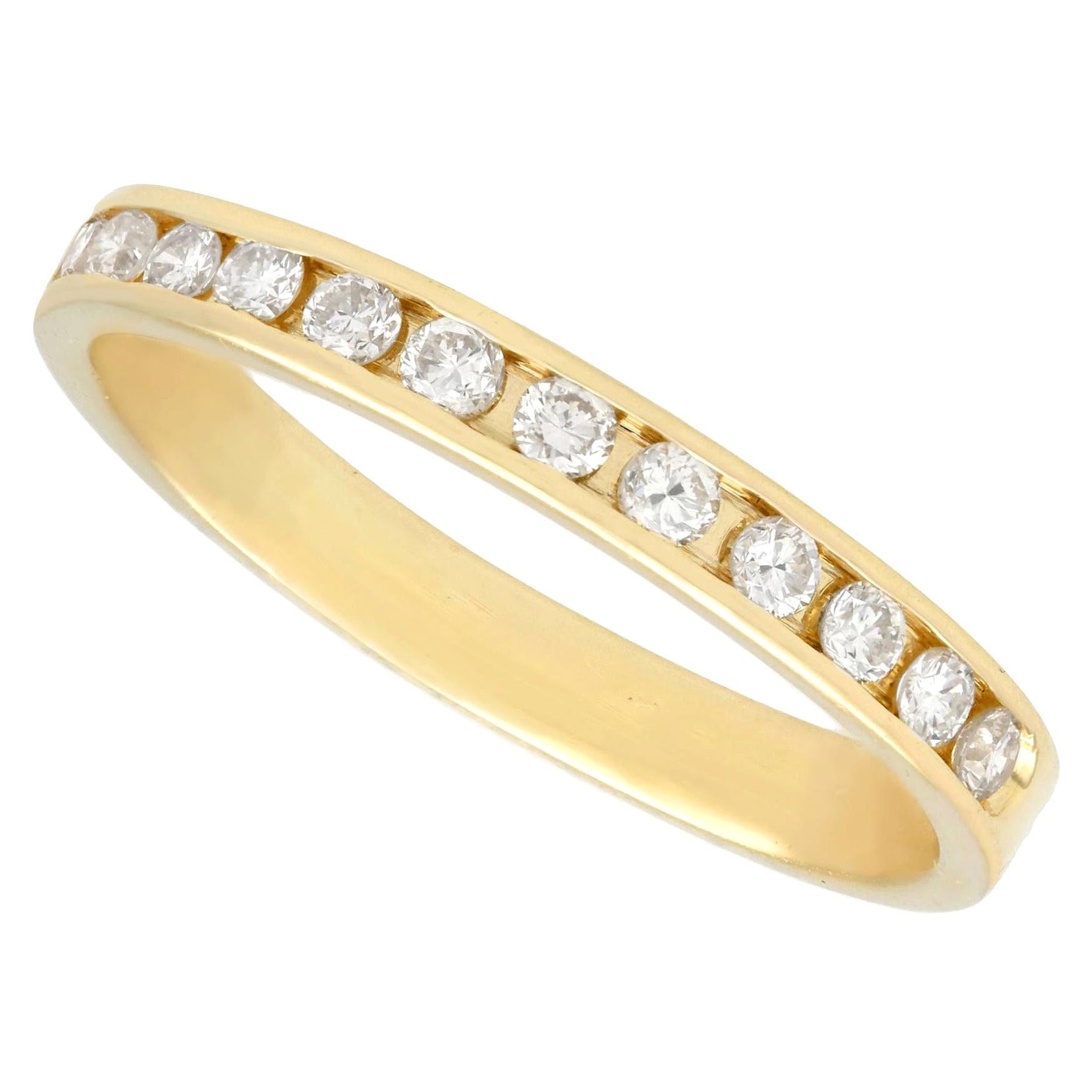Diamond and Yellow Gold Half Eternity Engagement Ring For Sale