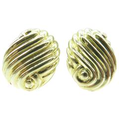 1970's Solid Gold Clip On Earrings