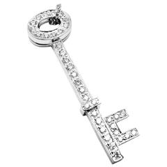 Tiffany & Co. Diamond Platinum Oval Key Pendant Necklace