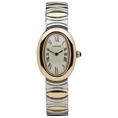Cartier Lady's Yellow Gold Stainless Steel Baignoire Quartz Wristwatch