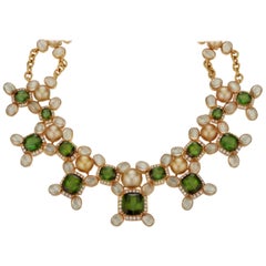 Prince Dimitri for Assael Green Tourmaline Pearl, Diamond and Multi Gem Necklace