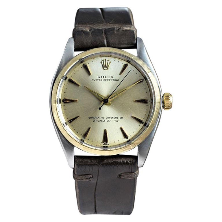 Rolex Stainless Steel and Yellow Gold Oyster Perpetual Ref 1003 from 1961 For Sale