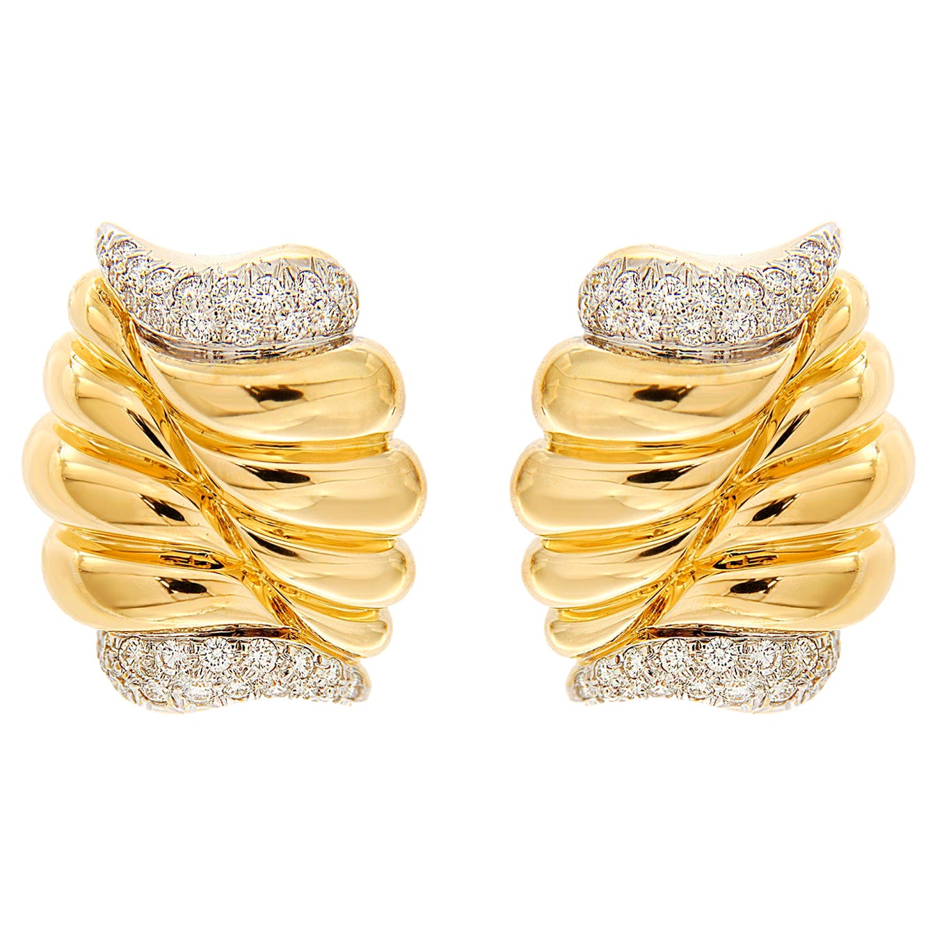 Diamond gold Fireball Earrings at 1stDibs