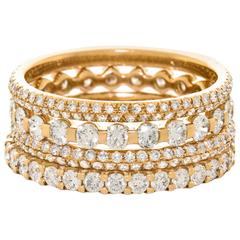 Set of Four Diamond Rings in Rose Gold