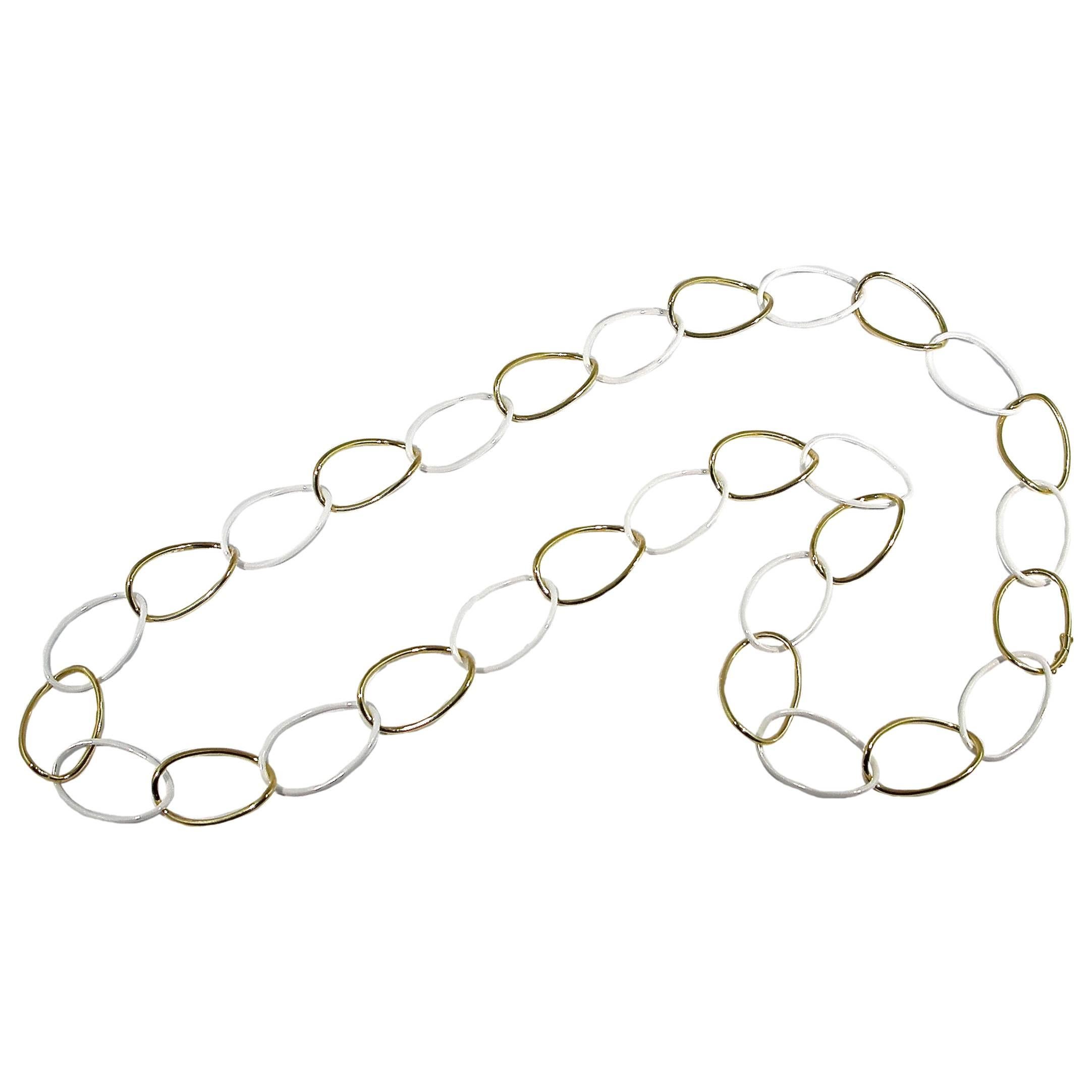 Jona High-Tech Black Ceramic Gold Long Curb-Link Necklace