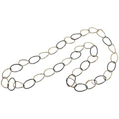 Jona High-Tech Black Ceramic Gold Long Curb-Link Necklace 9