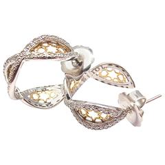 Charriol Diamond Two color gold Hoop Earrings