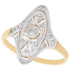 Vintage Art Deco 1920s Diamond Yellow Gold Marquise Ring