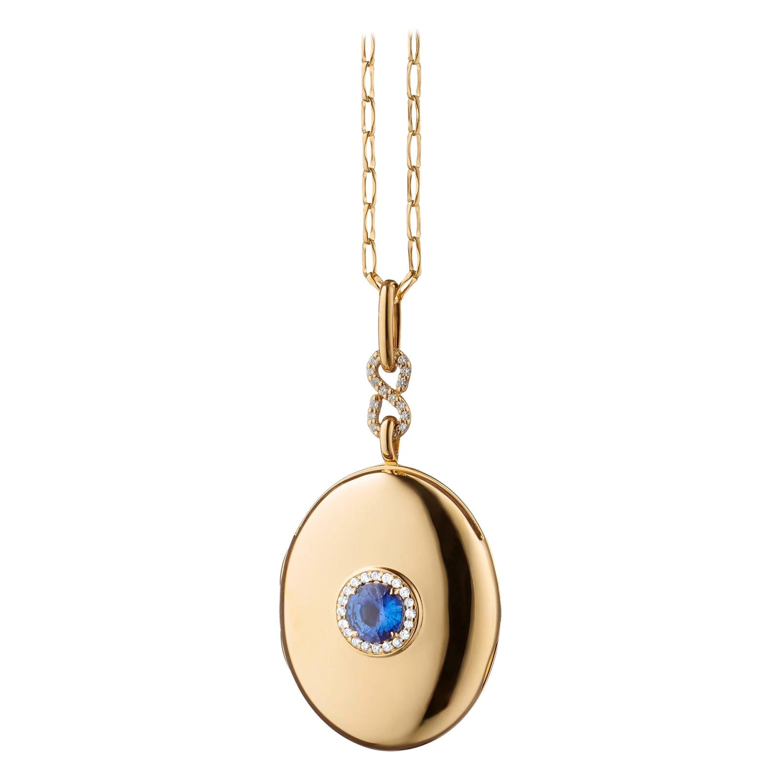 Monica Rich Kosann 18K Yellow Gold Blue Sapphire Infinity Locket with Diamonds