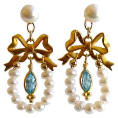 Regency Style Pearl Bow Earrings
