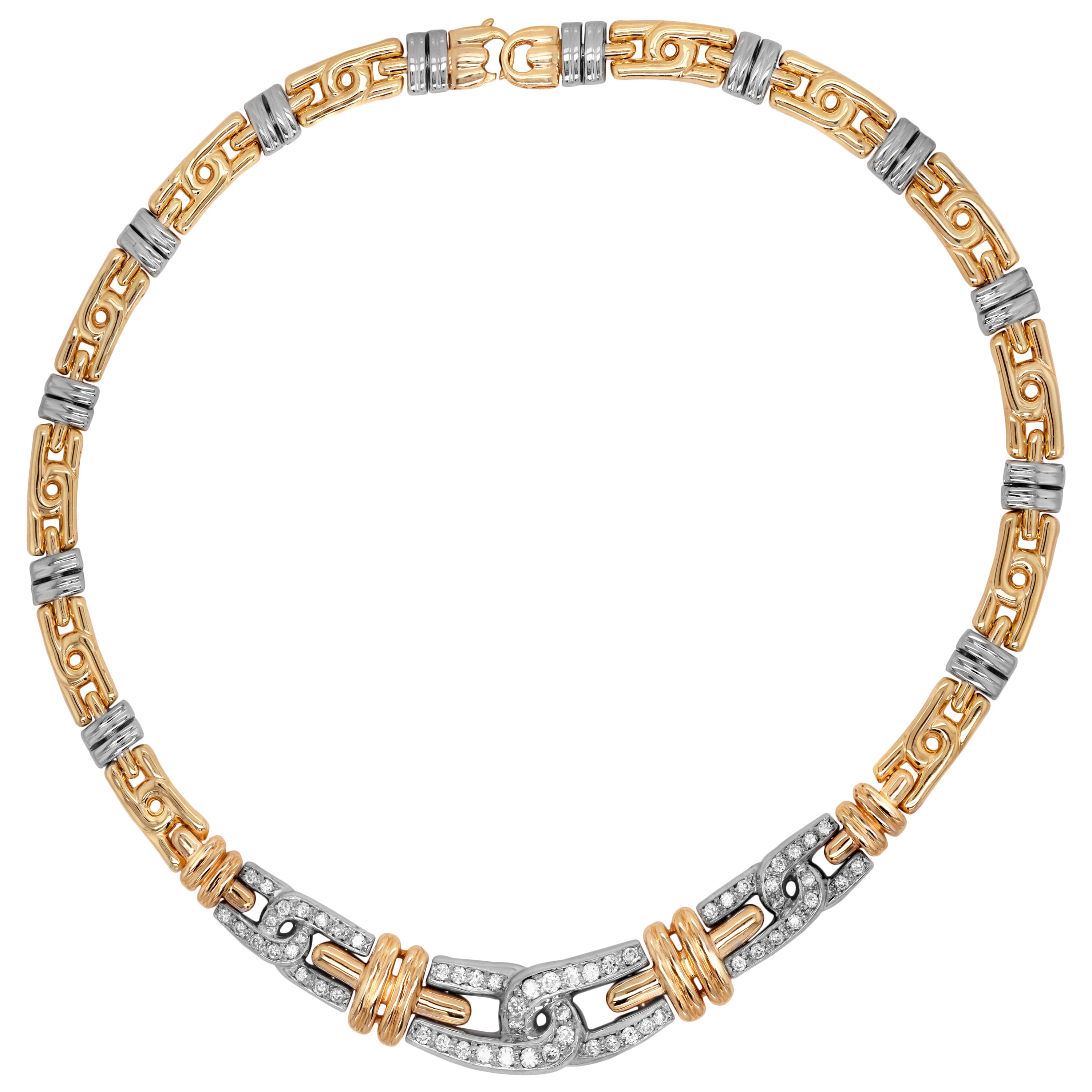 Hermes Diamond H Gold Large Link Necklace at 1stDibs