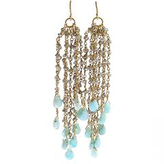 Peruvian Opal & Labradorite Long Earrings