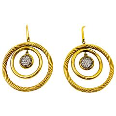 Retro David Yurman diamond gold drop Earrings