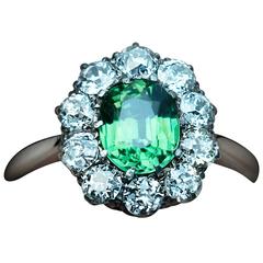 Antique Russian Demantoid Diamond Engagement Ring