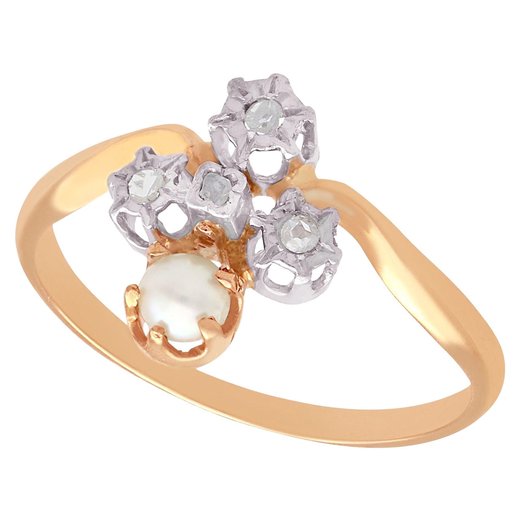 French Pearl and Diamond and Rose Gold Cocktail Ring For Sale