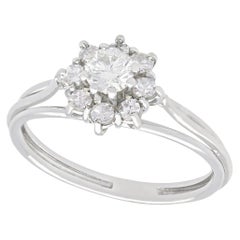 Vintage 1960s Diamond and White Gold Cluster Ring