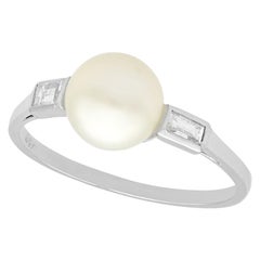 Vintage 1960s Cultured Pearl Diamond Gold Cocktail Ring