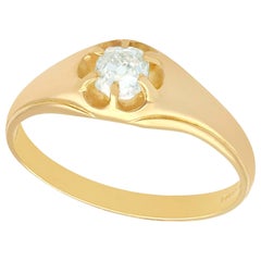 Antique Diamond Yellow Gold Gent's Solitaire Ring