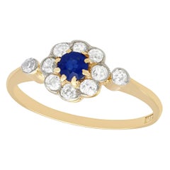 Antique 1920s Sapphire and Diamond Yellow Gold Cocktail Ring