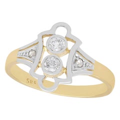 Anello da cocktail in oro giallo con diamante degli anni '20