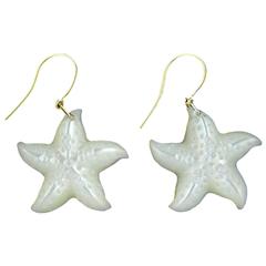 Mother of Pearl gold Starfish dangle earrings 4
