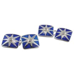 Jona Enamel Diamond Gold Cufflinks 8