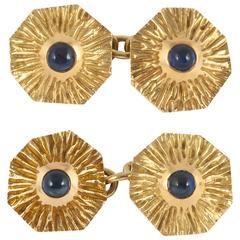1960s Boucheron Volcano Sapphire Gold cufflinks