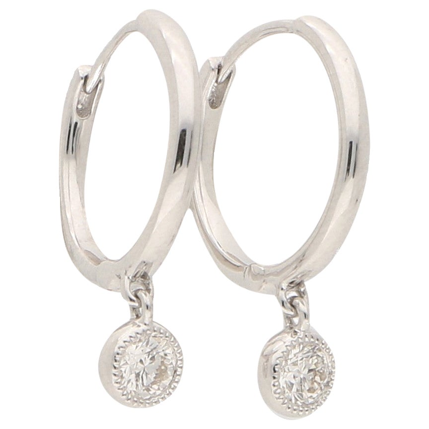 18 Karat Large Hoop Drop Earrings For Sale at 1stDibs