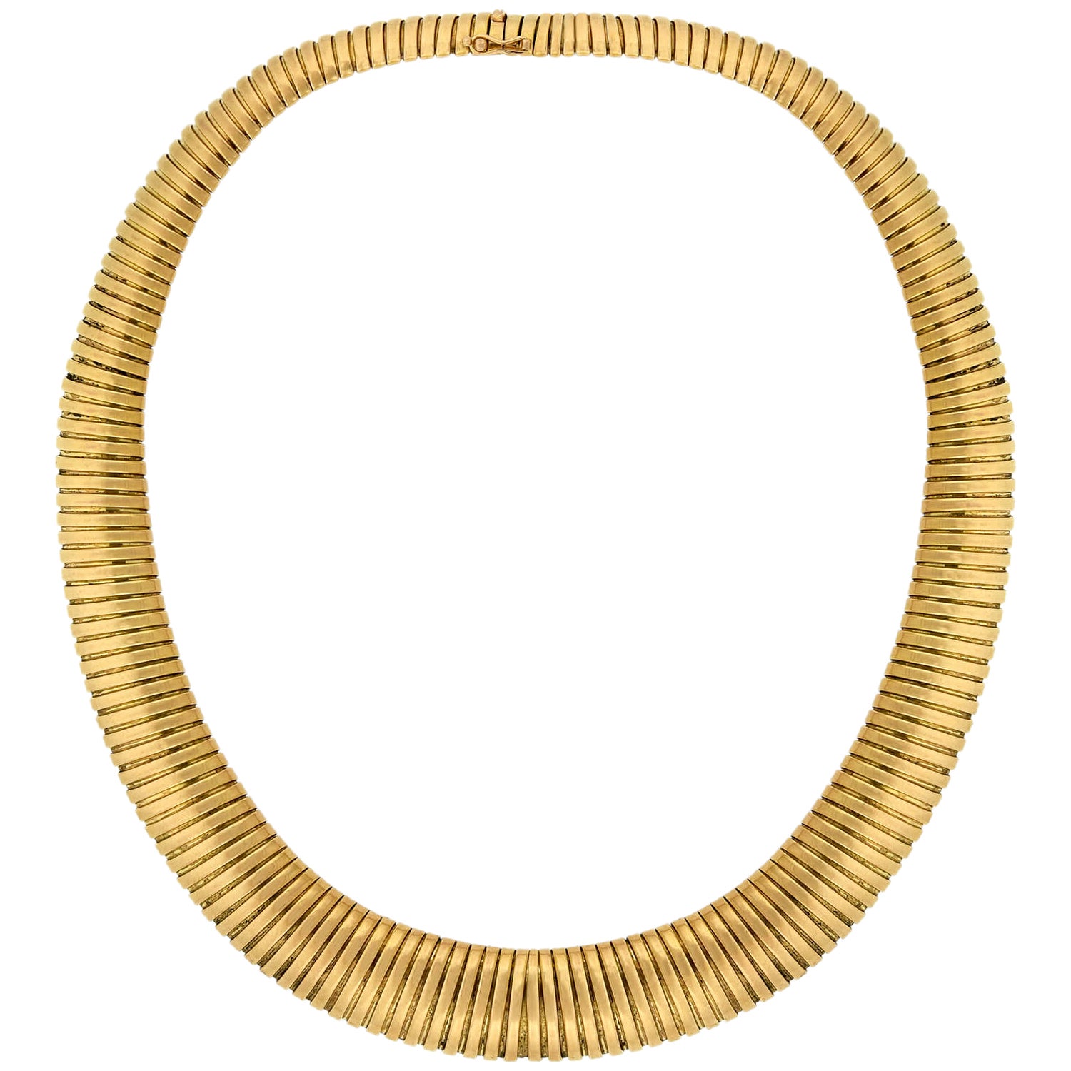 Retro Wide Graduating Gold Gooseneck Chain Necklace at 1stDibs