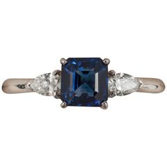 Sapphire diamond Gold 3 stone Engagement ring 8