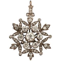 19th century diamond snowflake brooch pendant