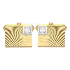 Vintage Diamond and Yellow Gold Cufflinks Circa 1960
