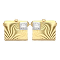 Vintage Diamond and Yellow Gold Cufflinks Circa 1960
