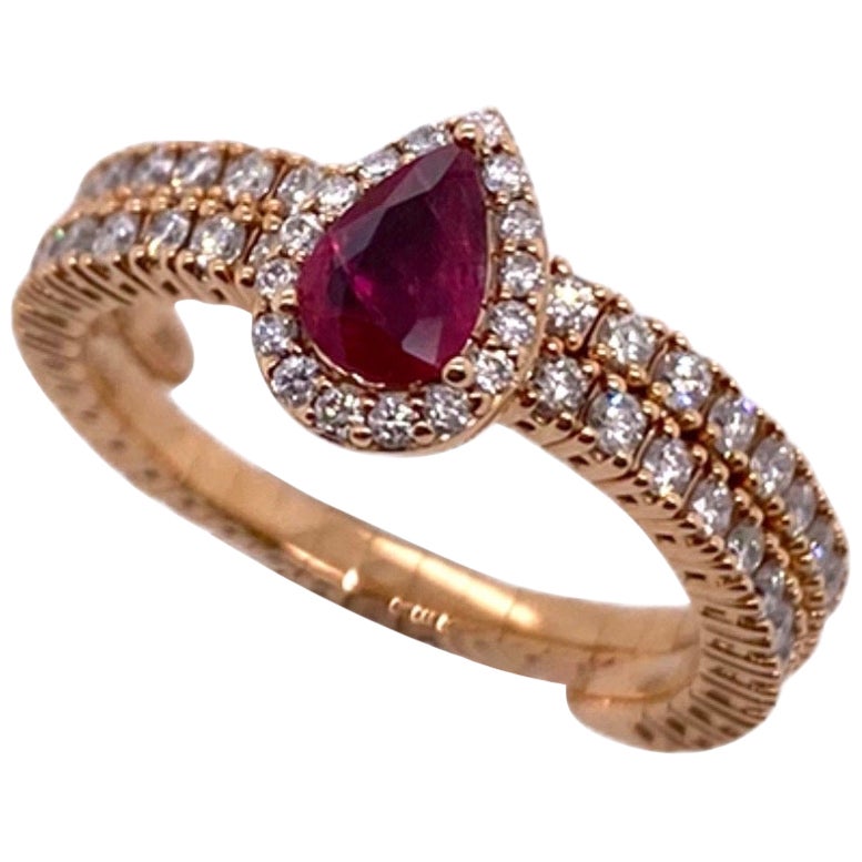 Paris Craft House Mother of Pearl Diamond Ruby Turtle Ring in 18 Karat ...