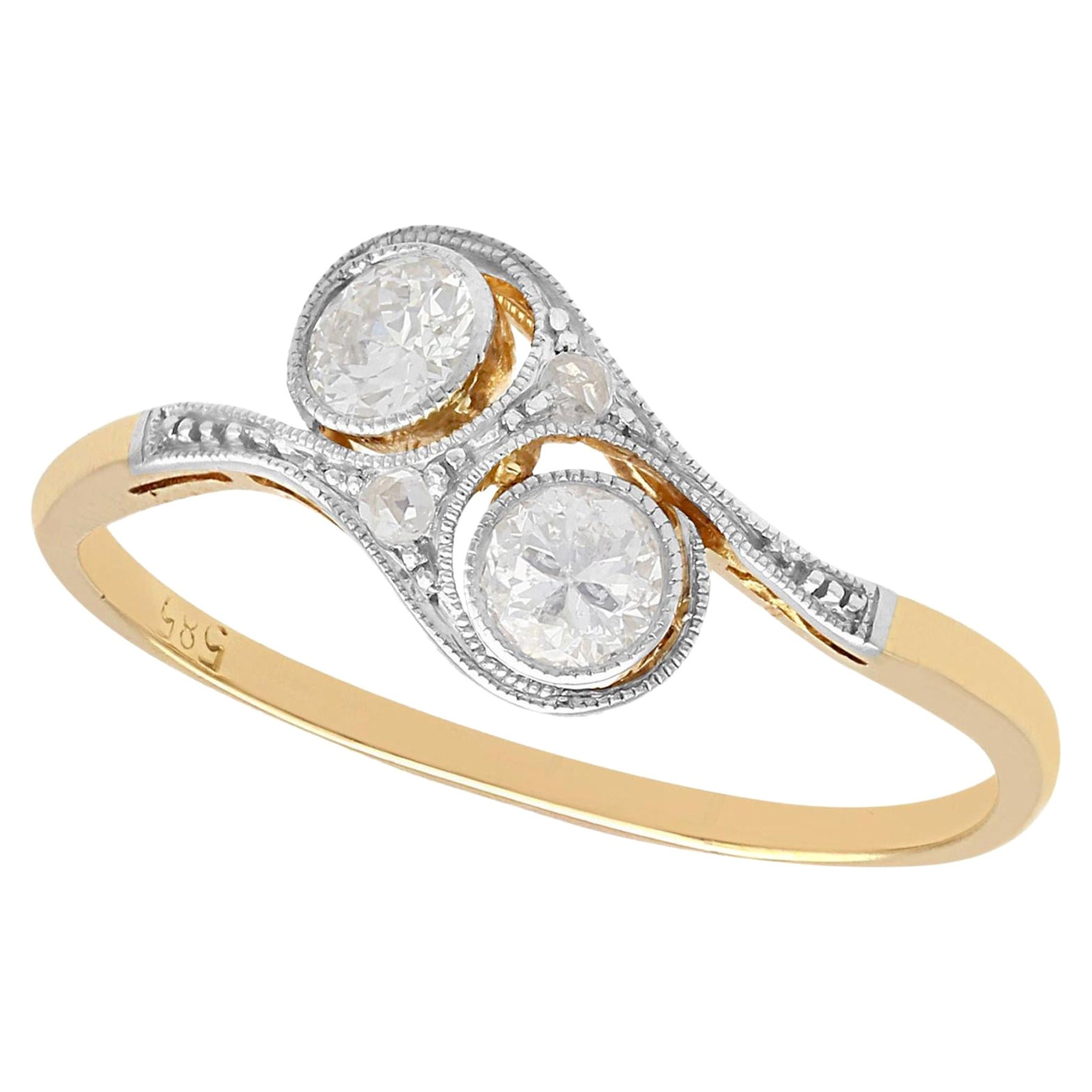 1920s Diamond and Yellow Gold Twist Ring