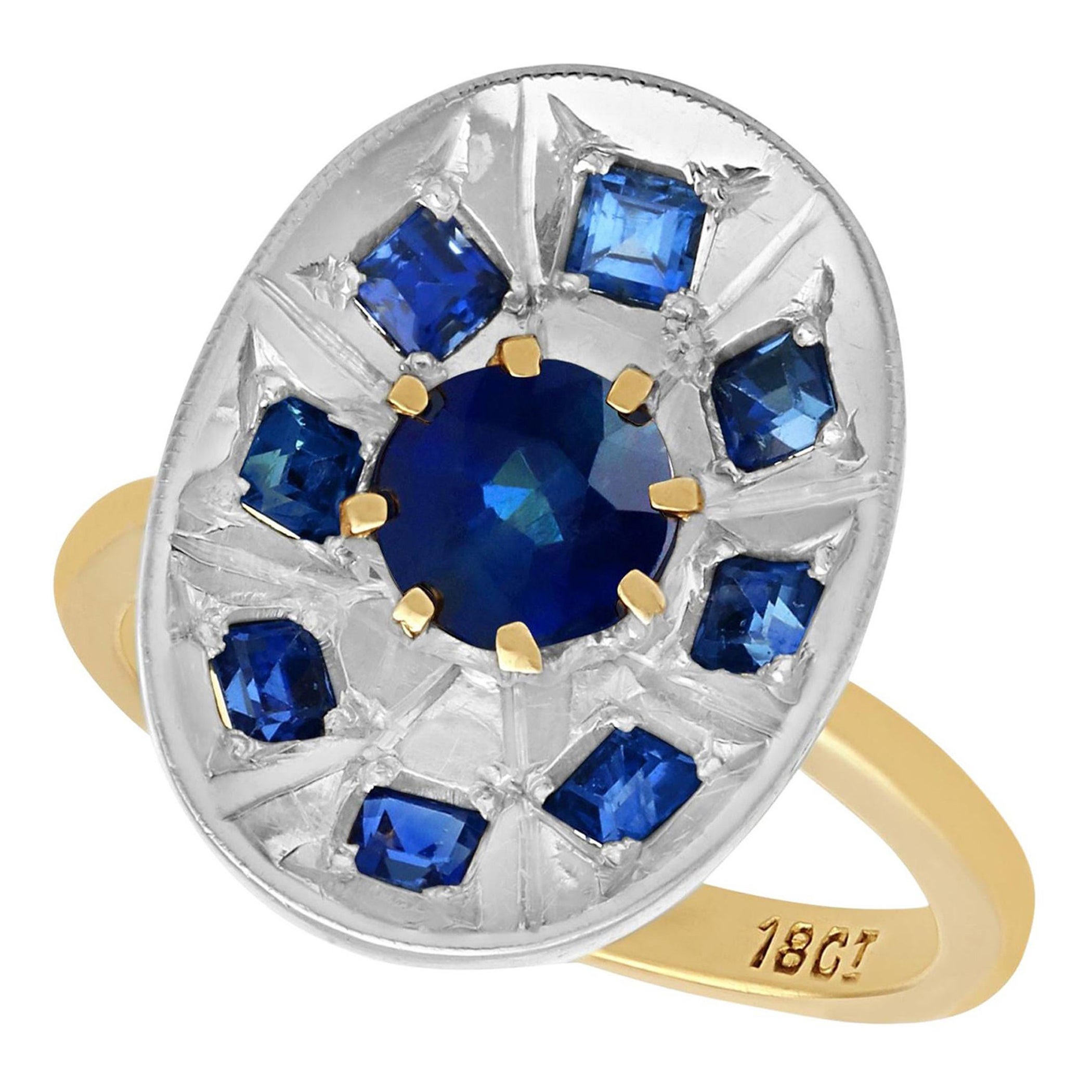1950s Sapphire and Yellow Gold Cocktail Ring For Sale