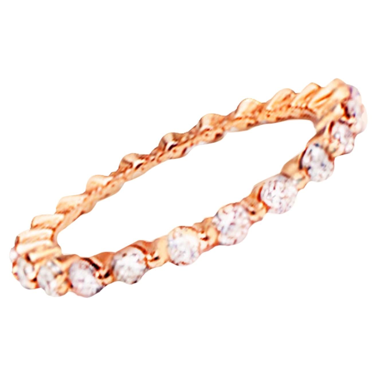 .70 Carat Pink Gold Eternity Stackable Diamond Ring Band 14 Karat For Sale