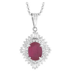 LB Exclusive Platinum 0.33 Carat Diamond and Ruby Necklace