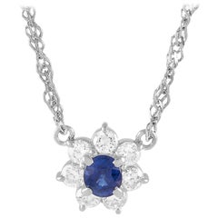 LB Exclusive Platinum 0.45 Carat Diamond and Sapphire Necklace