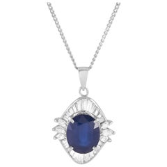 LB Exclusive Platinum 0.63 Carat Diamond and Sapphire Necklace