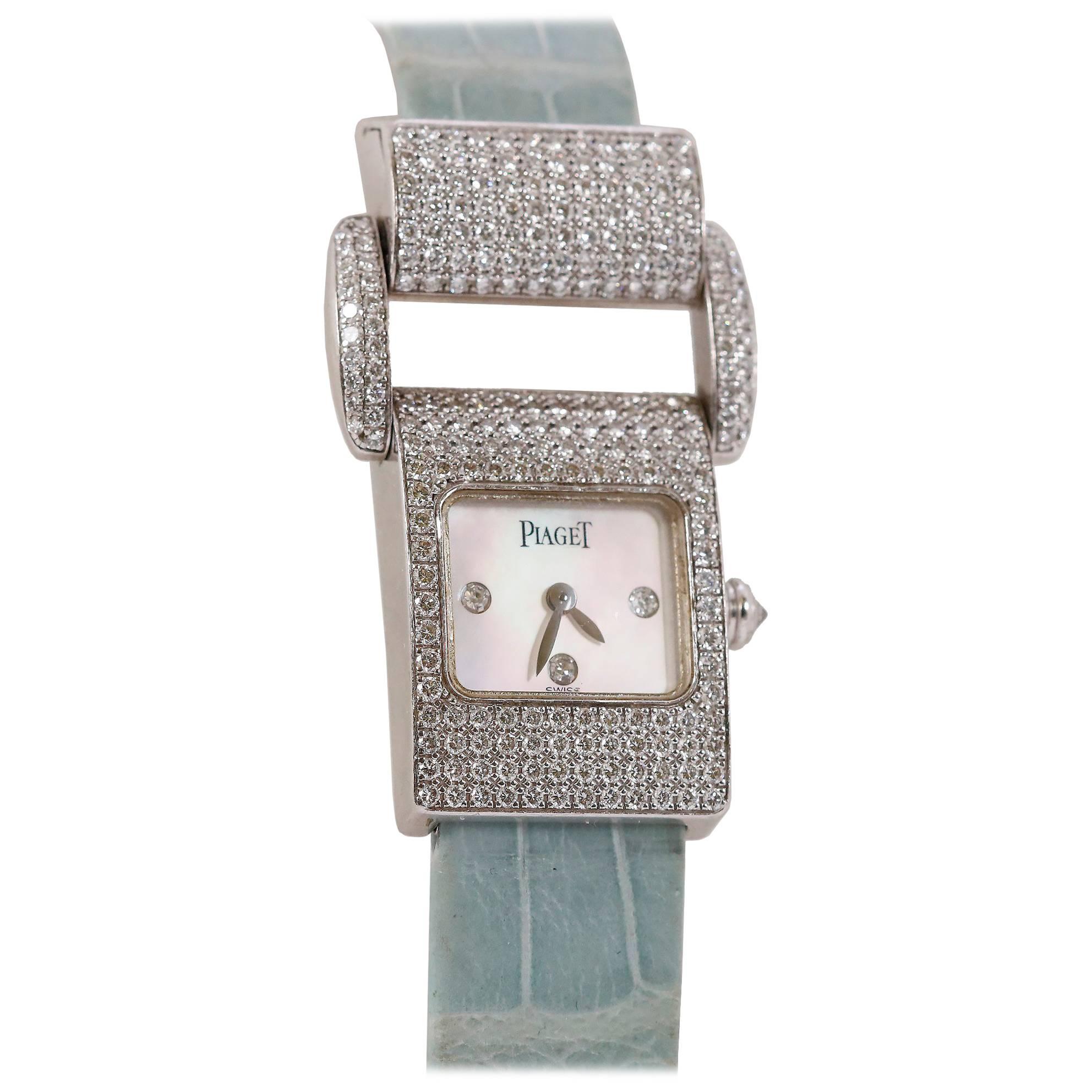 Piaget Ladies White Gold and Diamond Miss Protocole Wristwatch circa 2000