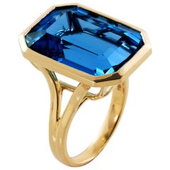 Goshwara Emerald Cut London Blue Topaz  Ring