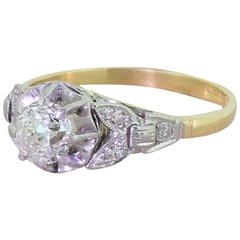 Art Deco 0.66 Carat Old Cut Diamond Gold Platinum Engagement Ring