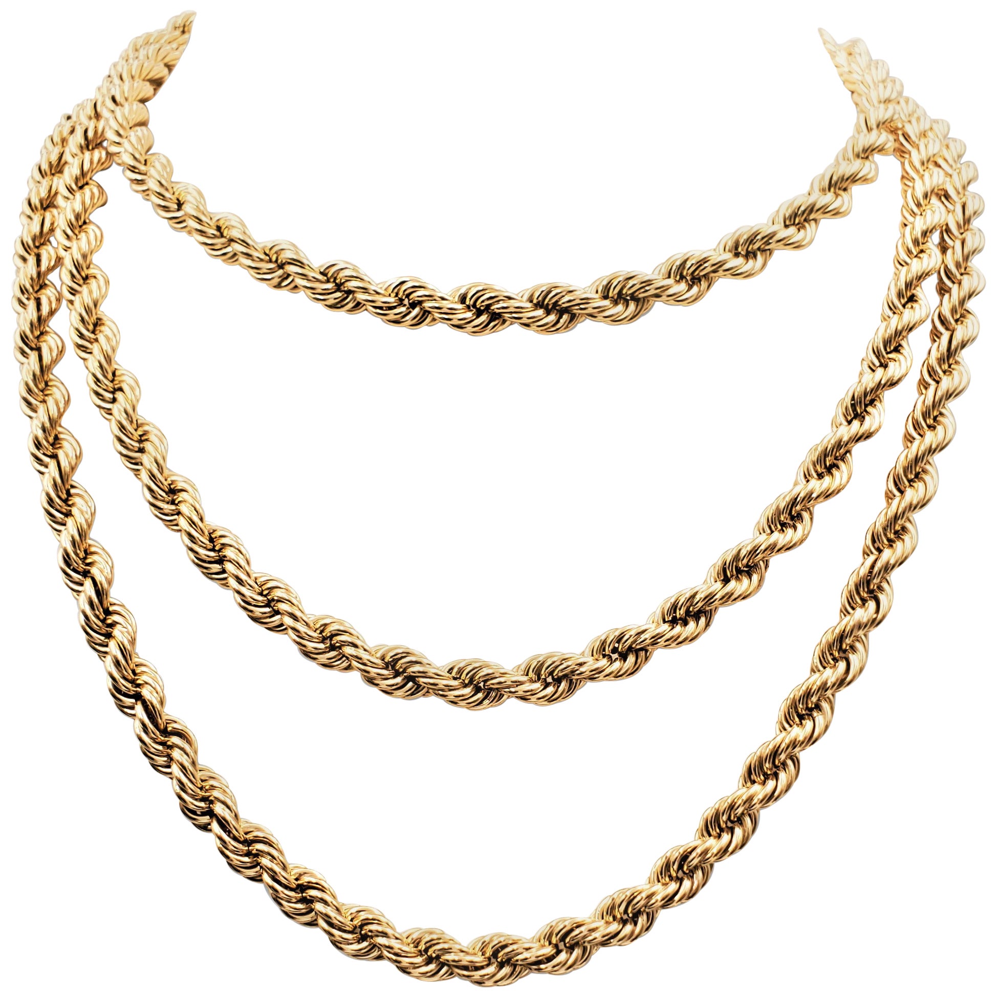 Tiffany and Co. Schlumberger Emerald and Gold Twisted Rope Necklace For