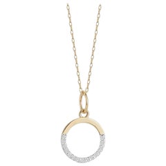 14 Karat Gold Small Half Moon Pendant with Diamonds